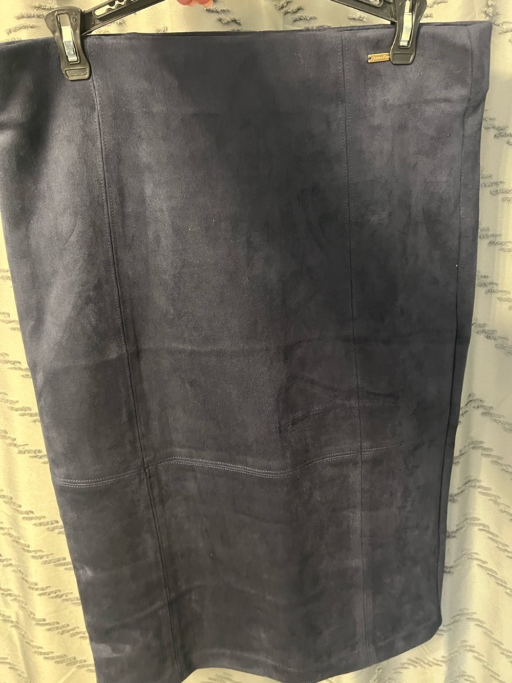 Suede Pencil Skirt in Deep Navy